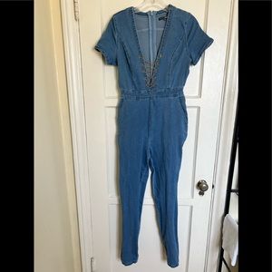 Fashion nova, jean romper, size M